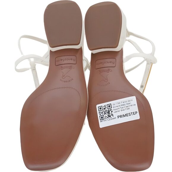Franco Sarto Misty T-Strap Square Toe Sandals White Leather Women's US 7.5M - Picture 6 of 6